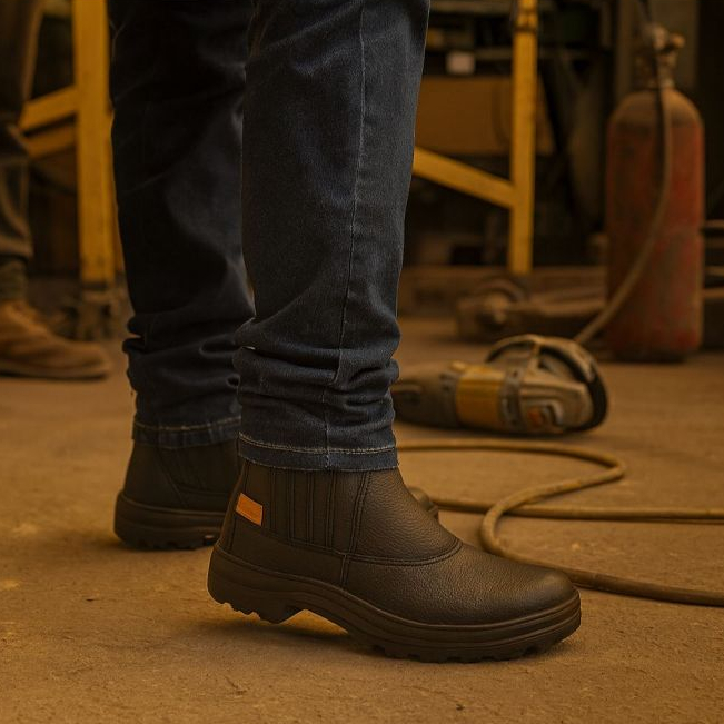 Bota de Segurança Bota para Trabalho Botina de Segurança em Couro Legitimo  para Trabalho Resistente