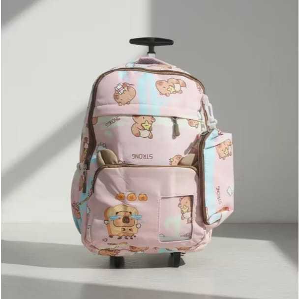 KIT MOCHILA CAPIVARA COM CARRINHO DE 1 ALÇA + ESTOJO  FNZ1016A em Oferta na Shopee