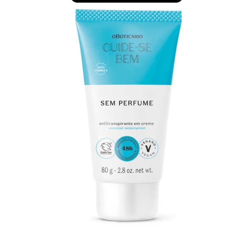 Antitranspirante Em Creme Sem Perfume Cuide-se Bem 80g- O Boticario