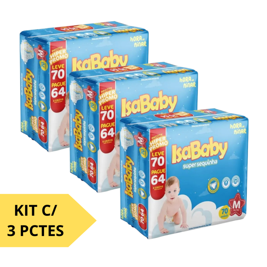 Kit 3 Pacotes - Fralda Isababy Hiper Pctão Econômico tamanhos em Oferta na Shopee