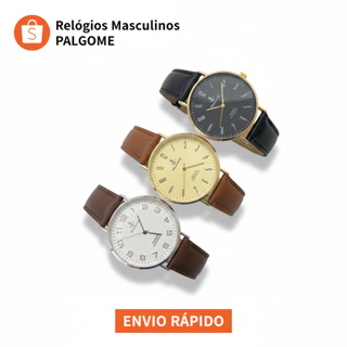 Relógio Masculino Social Couro Sintético Premium | Analógico Elegante | Envio Imediato em Oferta na Shopee