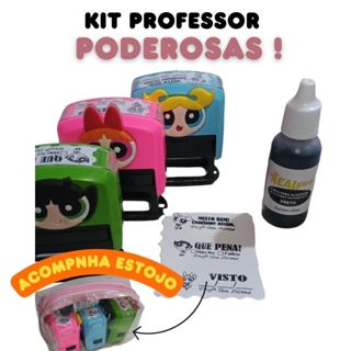 KIT CARIMBO PROFESSOR - PODEROSAS - PERSONALIZE COM SEU NOME - ACOMPANHA TINTA E ESTOJO em Oferta na Shopee