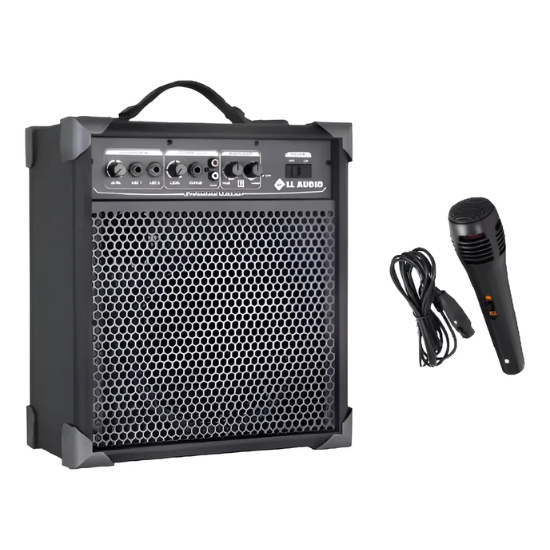 Caixa De Som Amplificada Multi Uso Lx60 + Microfone C/ Fio