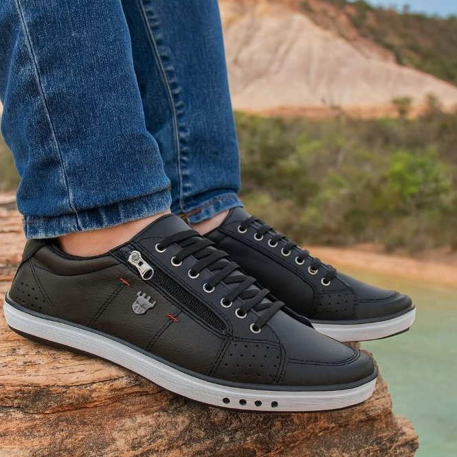 Detalhes do Sapatenis Casual esportivo Sapato Estiloso casamento Tênis Masculino elástico e zíper Casamento
