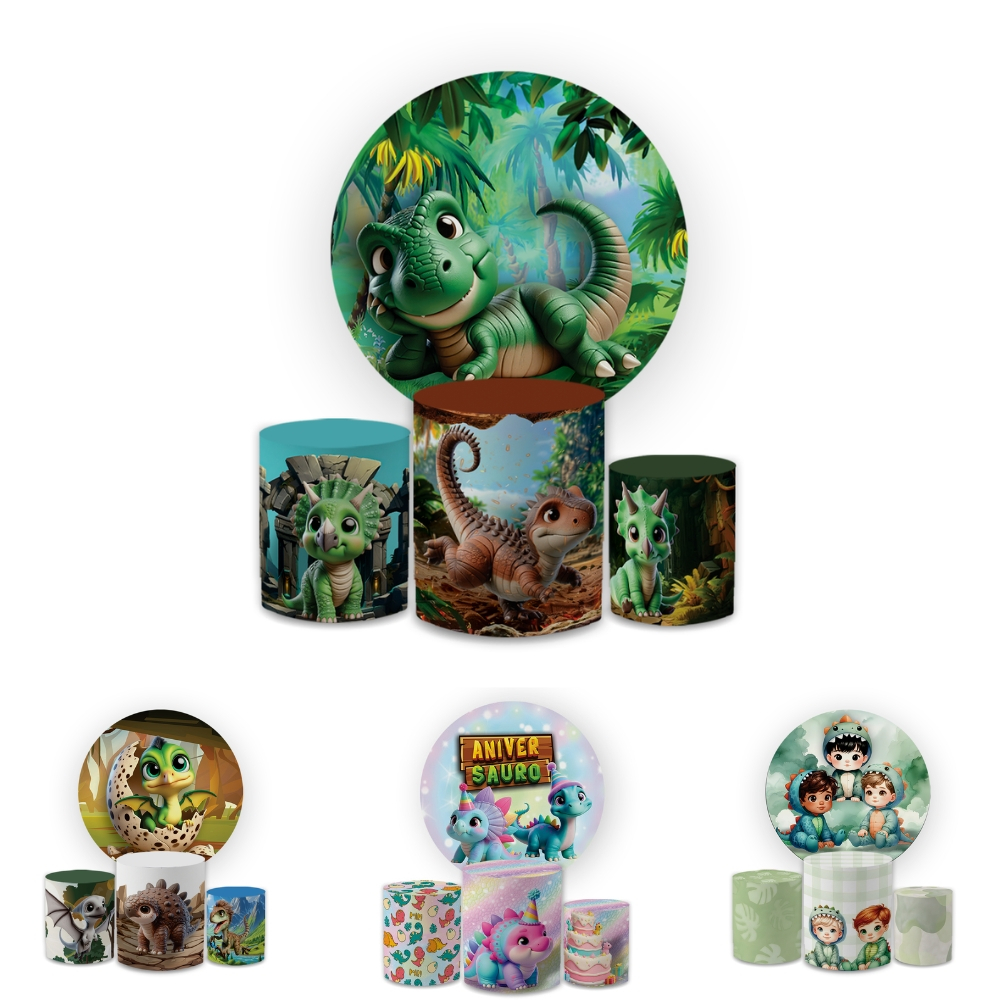 Kit Capas Festiva Painel Cilindros Decoração Aniversario Dinossauro Lançamento Bibi Paineis