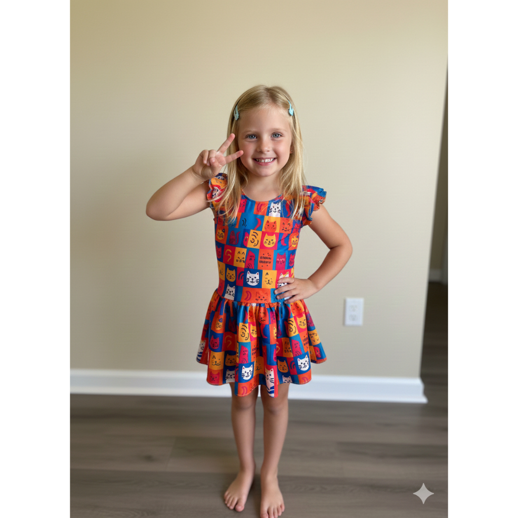 Vestido Gatinho Mãe e Filha – Infantil e Adulto | Conjunto Fofo