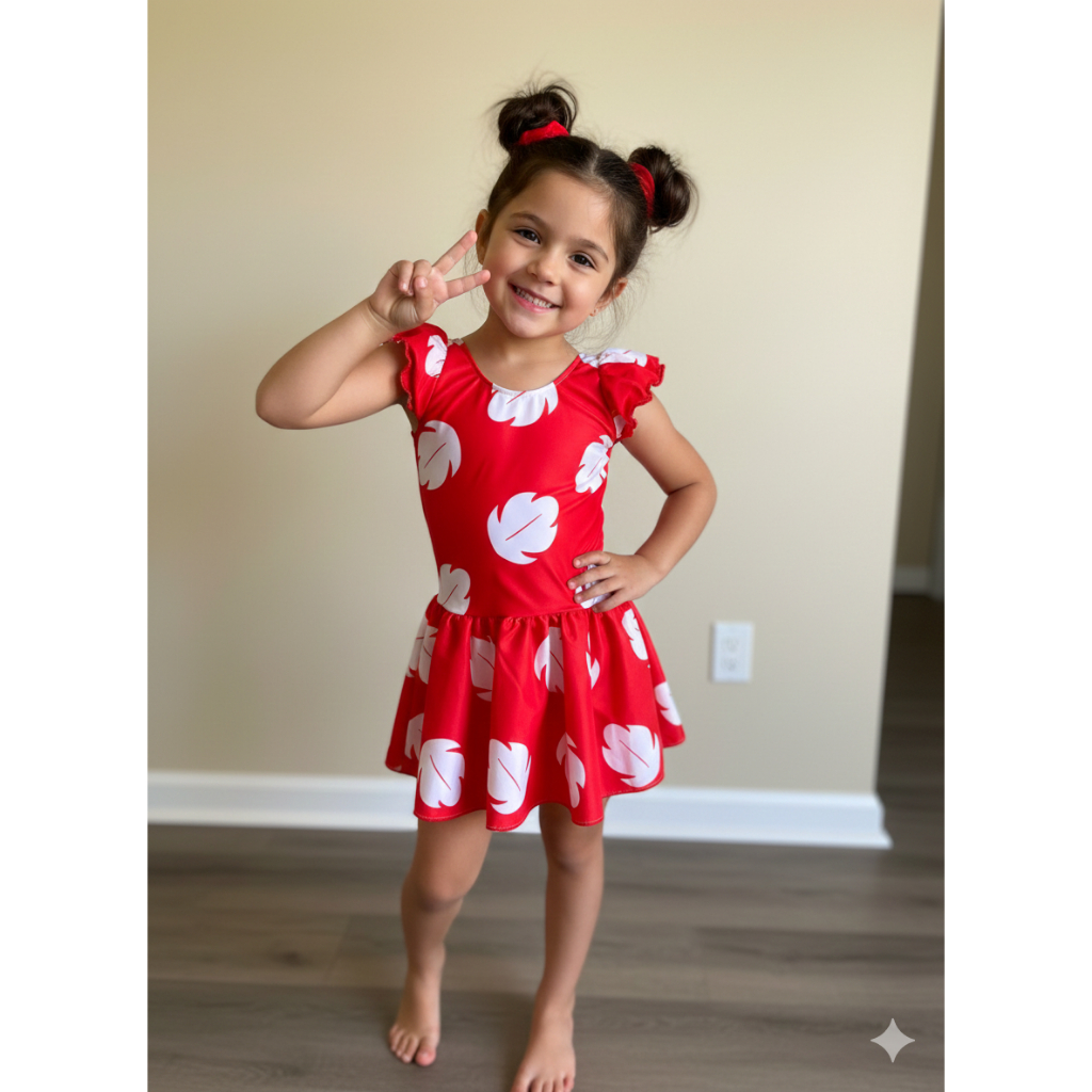 Vestido Lilo Infantil e Adulto – Fantasia Lilo & Stitch – Look Mãe e Filha