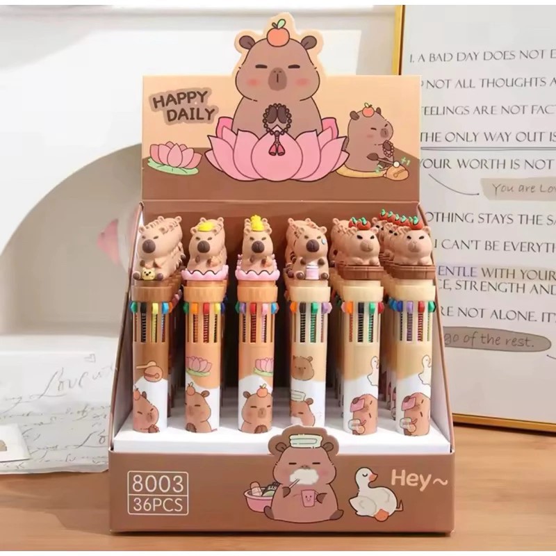 Caneta Capivara 10 CORES ponta 7mm Esferográfica Volta as Aulas Papealaria Colecionável em Oferta na Shopee