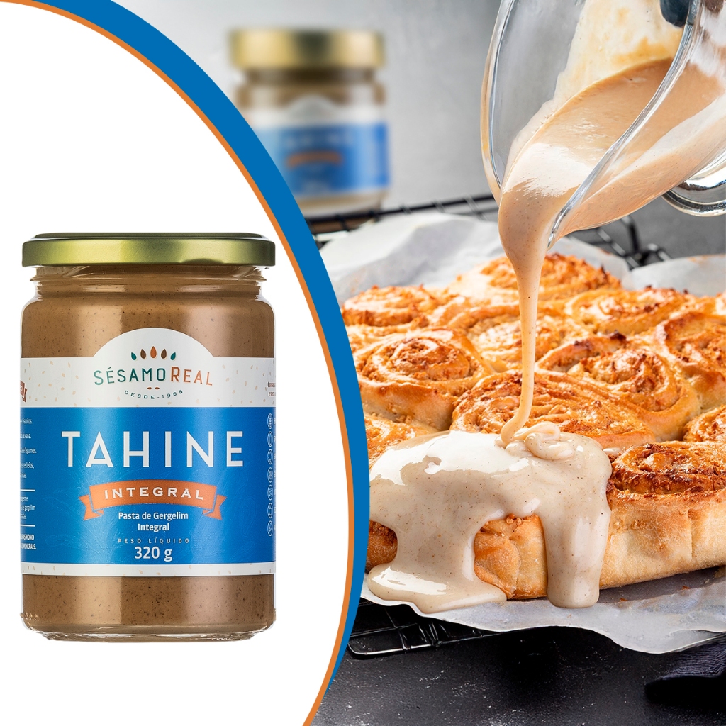 Pasta Tahine de Gergelim Integral Tradicional (320g) - Gergelim Branco Tostado Alimento Saudável NF