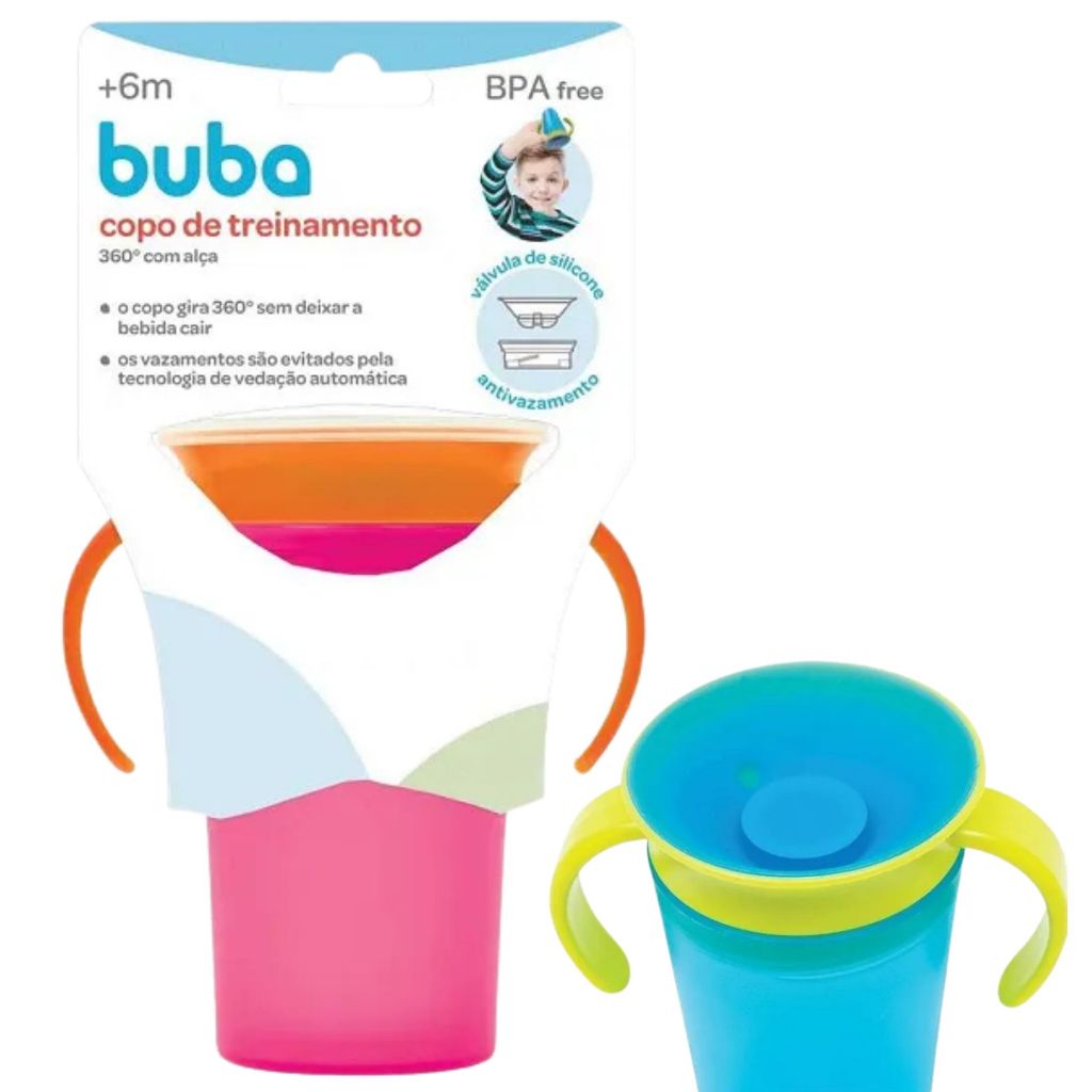 Copo de Treinamento 360° Com Alça 260ML Buba