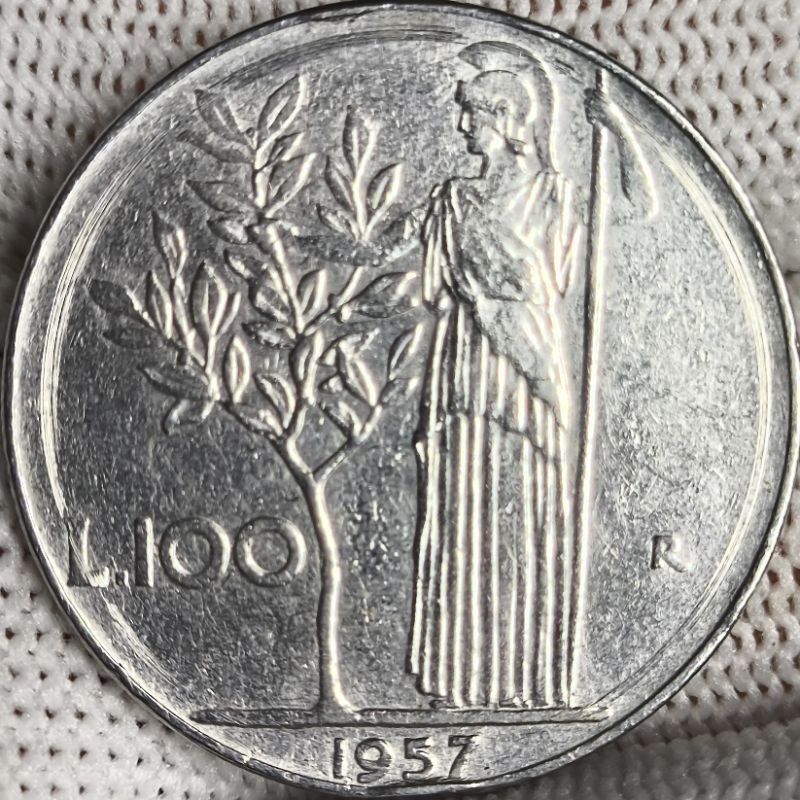 EL.170- Moeda 100 liras 1957. Itália. Autêntica.