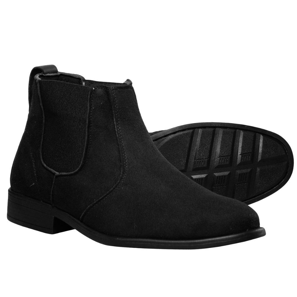 Botina Chelsea Masculina Couro Sintético Confortável | Antiderrapante | Casual e Social Camurça Preta