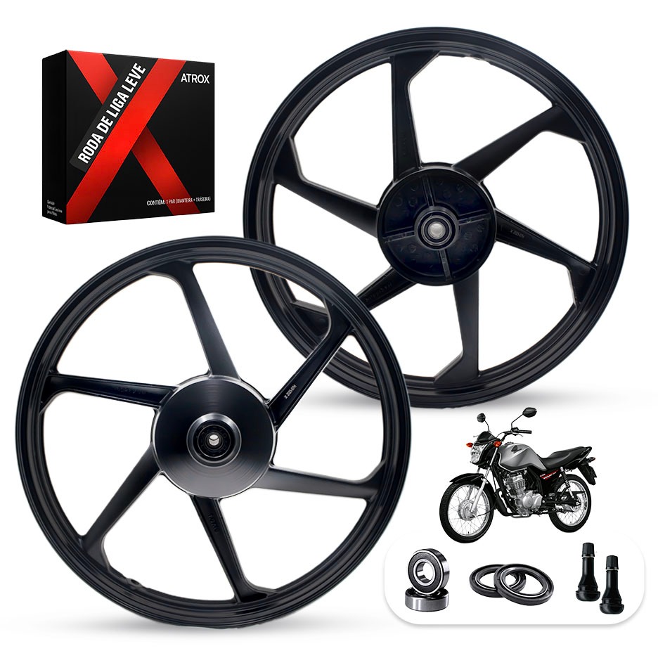 Jogo Rodas Liga Leve CG 150 Fan KS ES 2004 a 2013 Freio a Lona Par 1.60x18 1.85x18