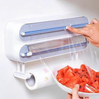 Porta Papel Filme Alumínio Dispenser 3 Em 1 Cortador Duplo