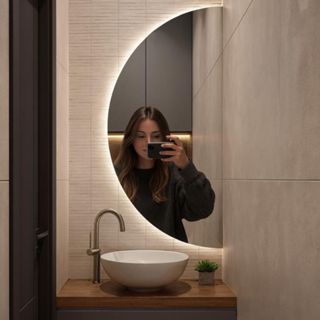 Espelho Orgânico De Led Meia Lua Redondo Grande Sofisticado Decorativo Minimalista Para Sala Tendencia em Oferta na Shopee