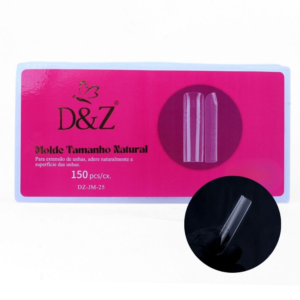 Molde F1 0mm Gringo 150pcs Formato Natural D&Z Profissional Alongamento unha gel