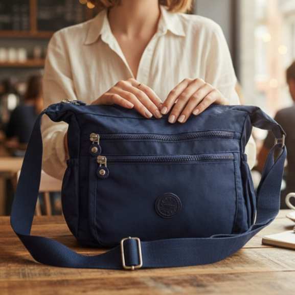 Bolsa Feminina Transversal de Ombro Multi Bolsos Nylon Crossbody em Oferta na Shopee