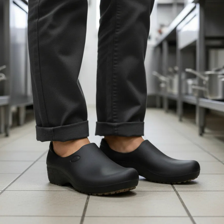 Sapato Ocupacional Antiderrapante Feminino Preto Cozinha Limpeza Enfermagem Hospital Sticky Shoes