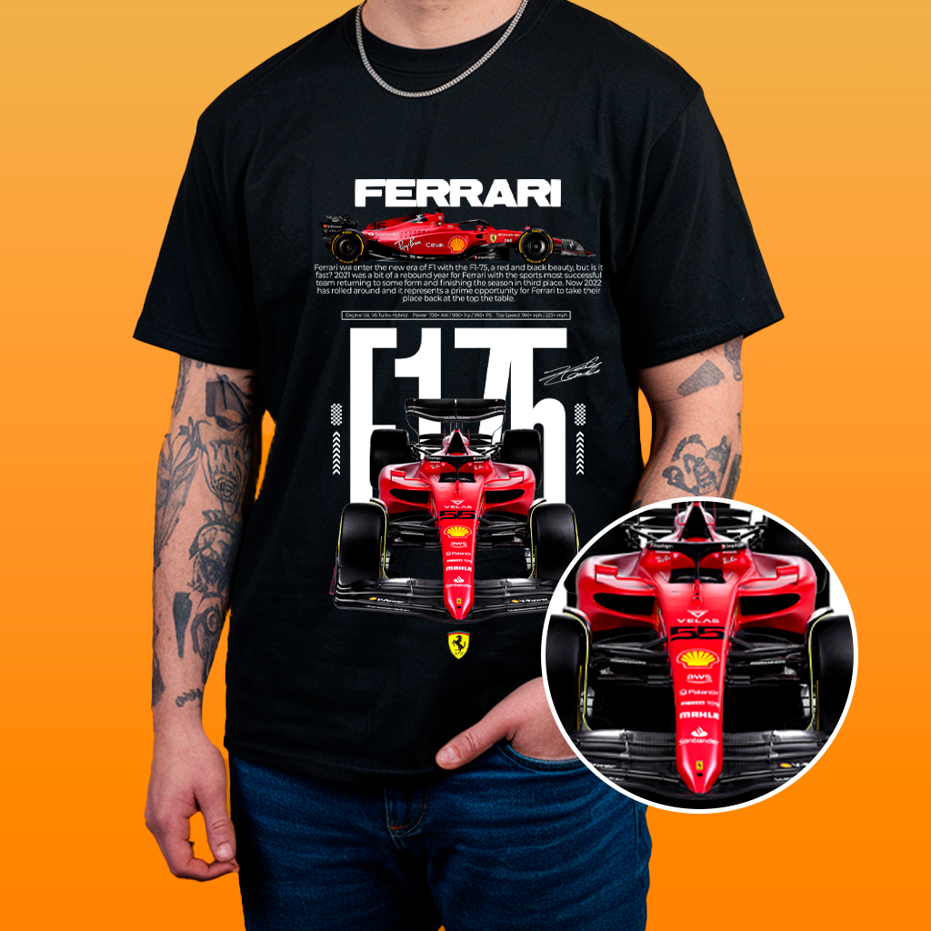 Camisa Estampa de Carro - Ferrari 2 Algodão 30.1