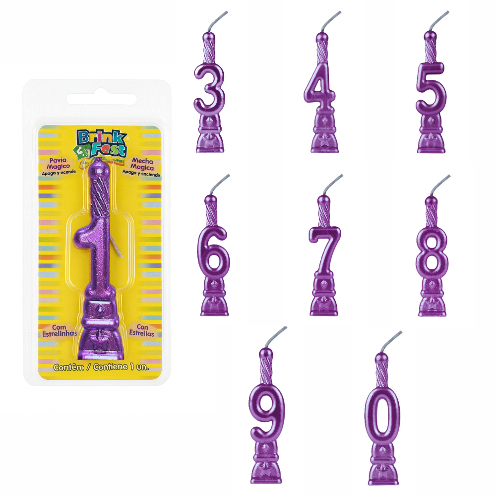 VELA DE ANIVERSARIO CINTILANTE ROXA em Oferta na Shopee