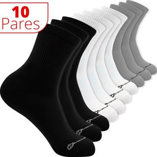 Kit 10 Pares Meias Zhamaro Cano Médio Algodão Meia Atoalhada Masculina Feminina Unissex Confortável Grossa Lupo em Oferta na Shopee