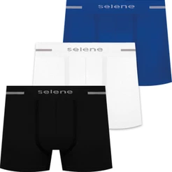 Kit 3 Cuecas Boxer Selene Masculina Sem Costura Poliamida Confortável Original Adulto Respirável
