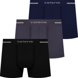 Kit 3 Cuecas Boxer Selene Em Poliamida Sem Costura Confortável Cueca Masculina Pacote Box Adulto Original em Oferta na Shopee