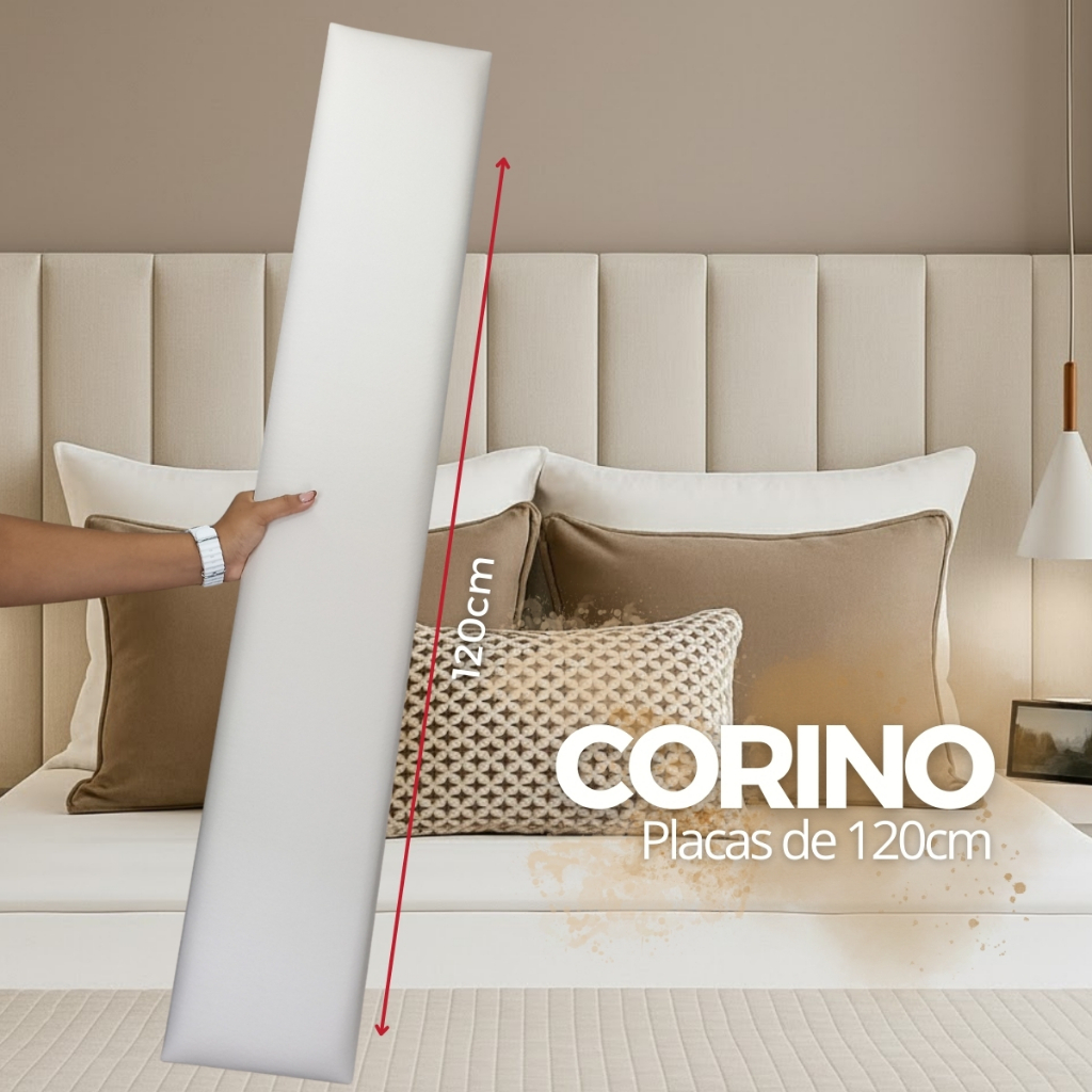 Kit Cabeceira de Cama Modulada Adesiva Módulos 120x20Cm Estofada em CORINO