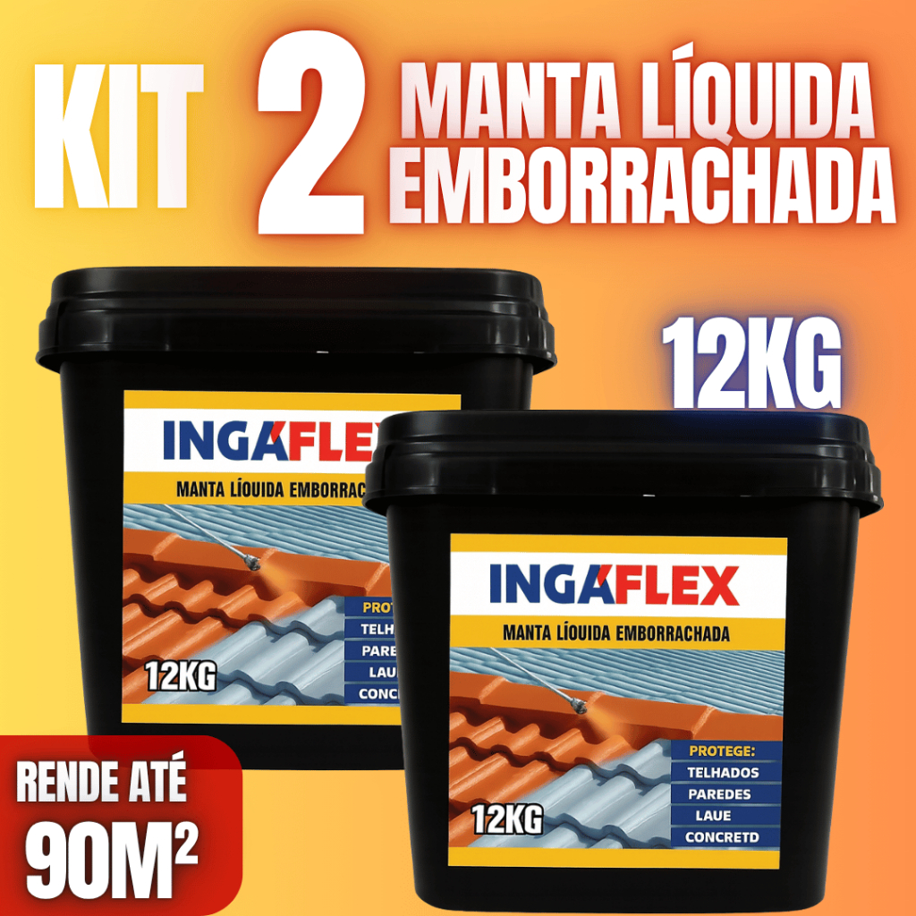 Kit 2 Manta Líquida Ingaflex 12kg Impermeável para Lajes Telhados Alta Vedação e Durabilidade
