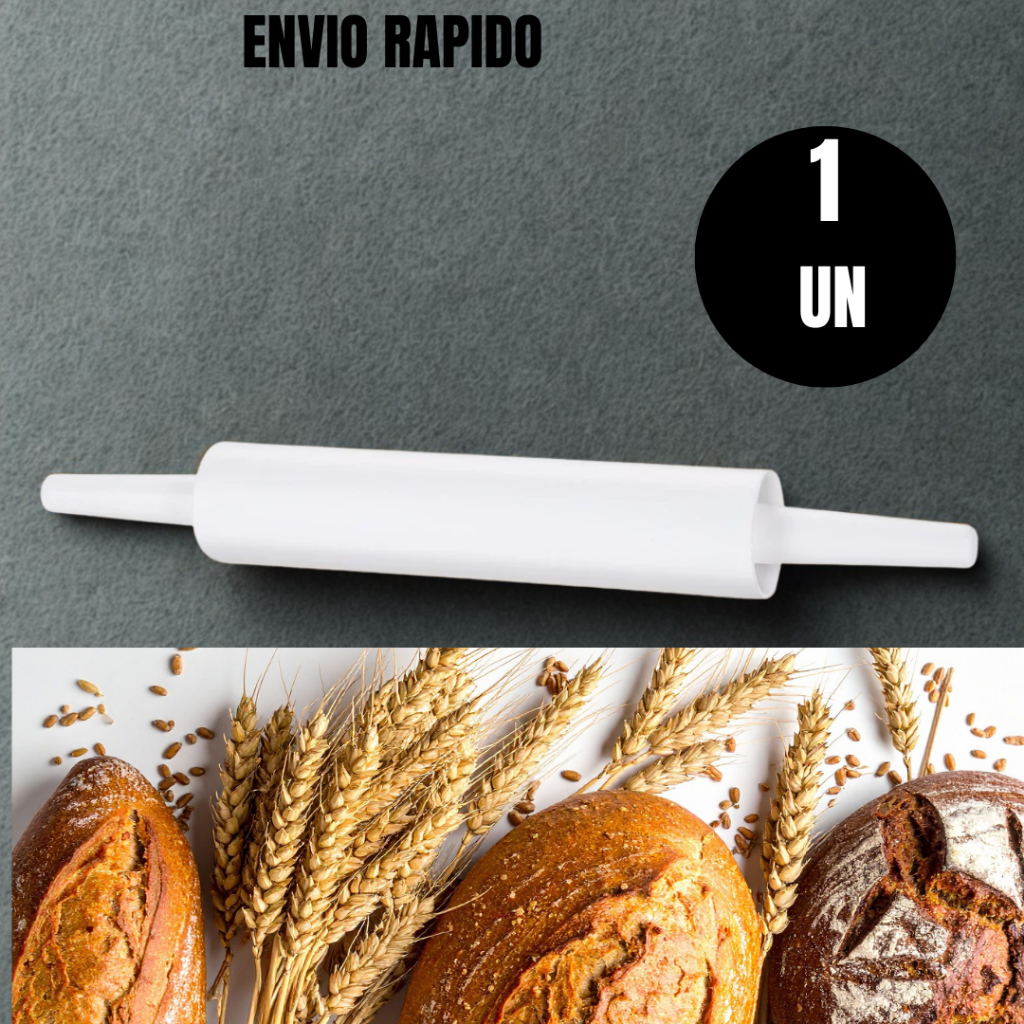 1 Unidade Rolo de Massa Rollex De Plástico Giratório Branco Com 38cm Para Abrir Massa Pães Pizza