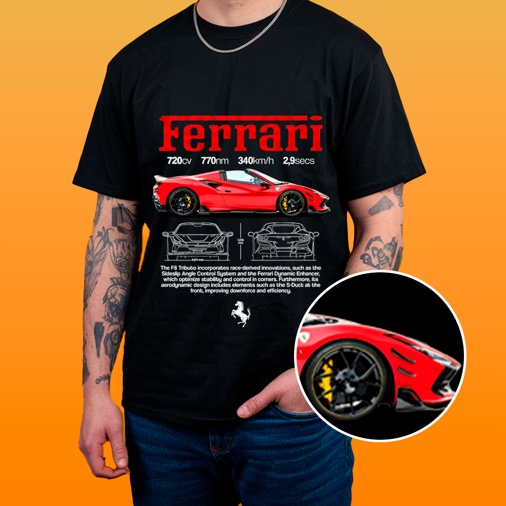 Camisa Estampa de Carro - Ferrari 4 Algodão 30.1