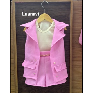 CONJUNTO INFANTIL MENINA COLETE E SHORT ALFAIATARIA 2-12 Anos infantil e juvenil em Oferta na Shopee