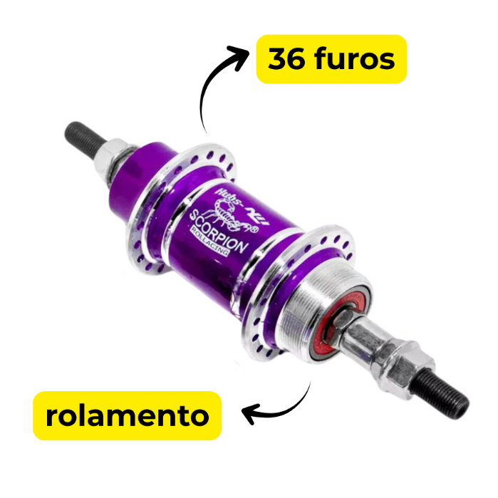 Cubo de Bicicleta Roxo Rolamento SCORPION Traseiro Dianteiro 36 Furos Alumínio Bike Aro 26 29 em Oferta na Shopee