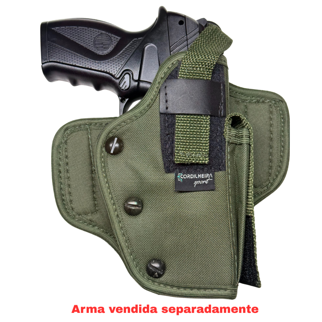 Coldre Destro (Lado Direito) Panqueca Parafuso c/ Porta Magazine Cintura | Militar | Verde em Oferta na Shopee