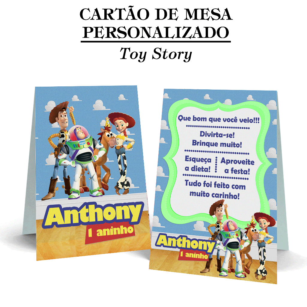 Agradecimentos para festas tema Toy Story (kits de 6 a 36 unids)