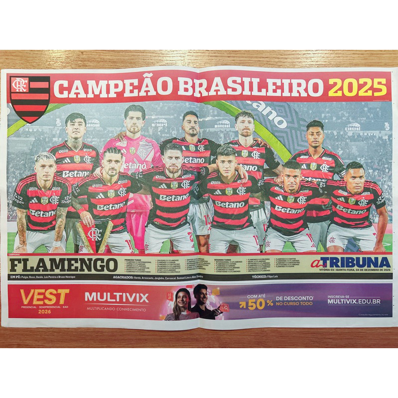 Pôster do Flamengo Campeão Brasileiro de 2025 !