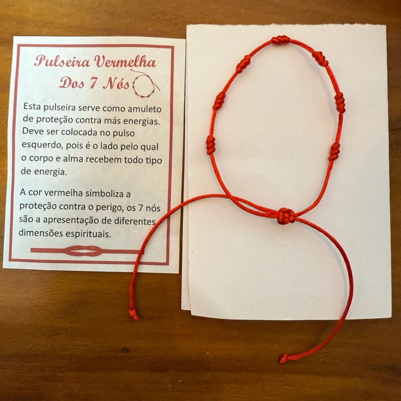 Pulseira 7 Sete Nós Vermelha Cabala Kabbalah Proteção Contra o Mal em Oferta na Shopee