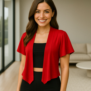 Casaquinho Feminino Curto Bolero Cardigan Leve Manga Curta Soltinha Terceira Peça Look Casual em Oferta na Shopee