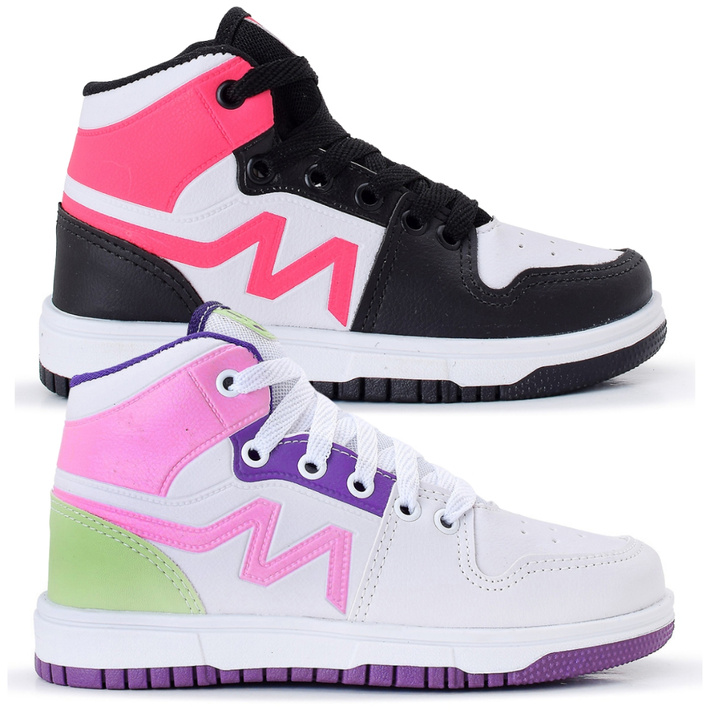 Kit 2 Pares Tênis Infantil Feminino Botinha Lukys High Menina Casual Escolar em Oferta na Shopee