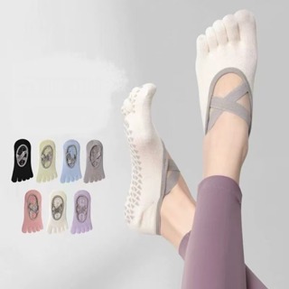 Meias de Yoga com 5 Dedos Antiderrapantes Profissionais Leves Especial para Pilates e Fitness em Oferta na Shopee