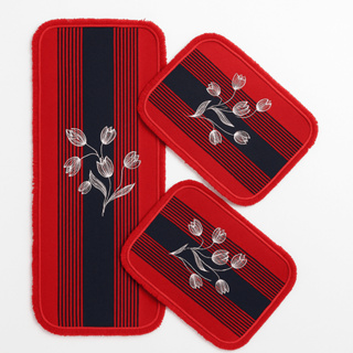 Kit Cozinha Tapete Passadeira 3 Peças estampado em Oferta na Shopee