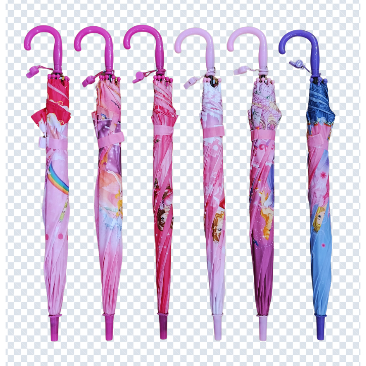 GUARDA CHUVA INFANTIL MENINA PRINCESAS COM  HASTES EM FIBRA - VEM COM APITO