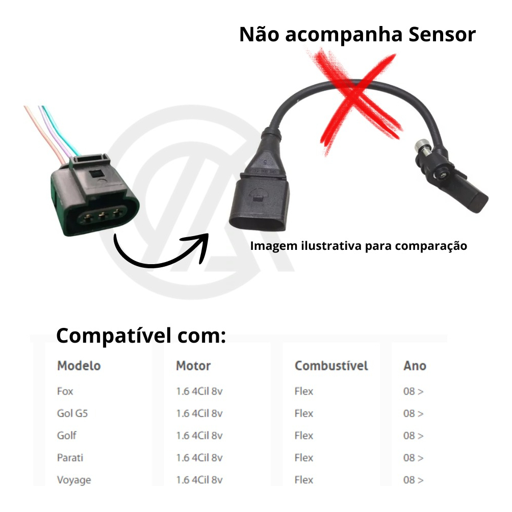 Chicote Plug Conector Sensor De Rotação Gol Fox Golf 3 Vias