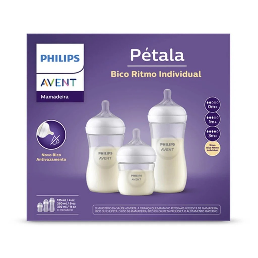 Kit 3 Mamadeira Avent Pétala 125ml-260ml-330ml em Oferta na Shopee