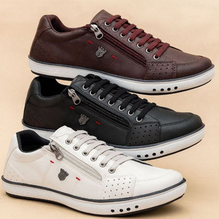 Kit 3 Pares Sapatenis elastico Combo Sapato Casual Tenis estiloso Confortável Ideal Eventos