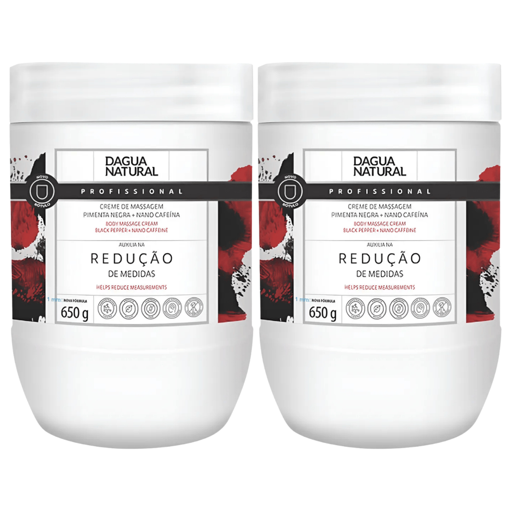 Kit Com  2  Creme de Massagem Redução De Medidas D'agua Natural Pimenta Negra 650g em Oferta na Shopee