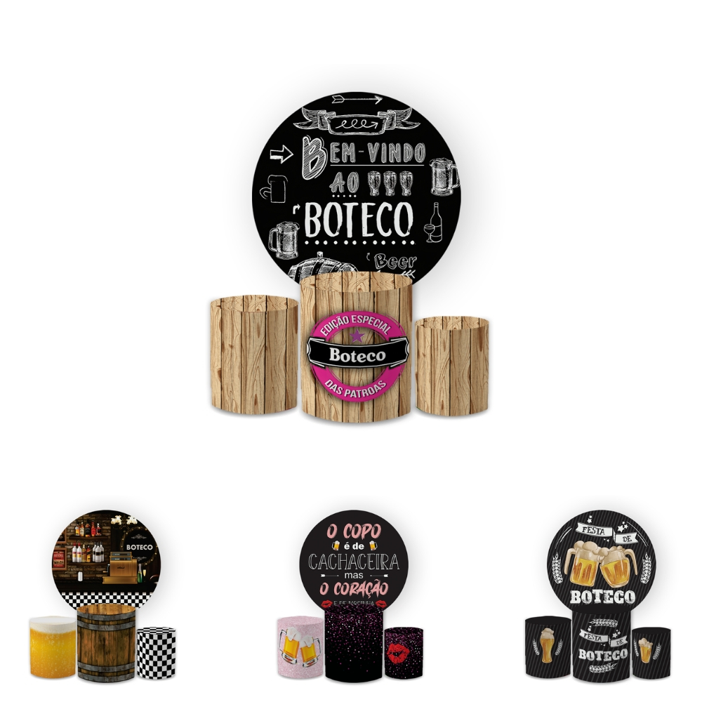 Kit Capas Festiva Painel Cilindros Decoração Aniversario Boteco Cachaça Lançamento Bibi Painéis