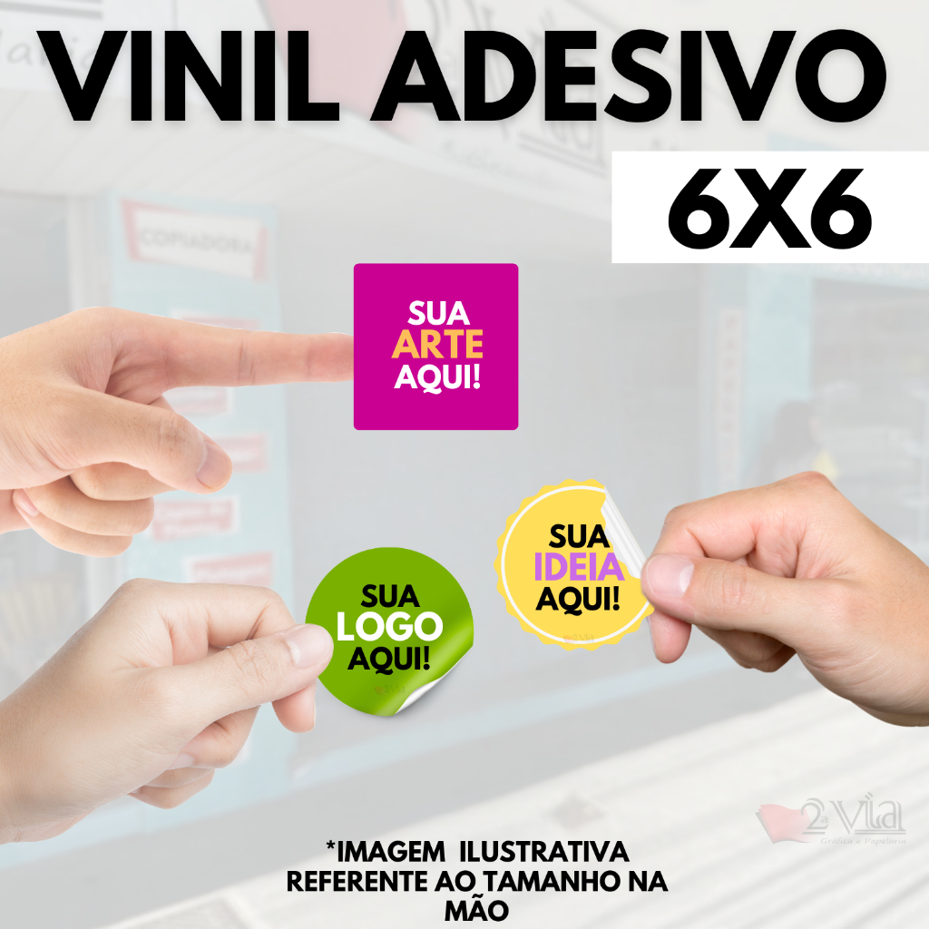 25 a 250 Adesivos 6x6cm Personalizados Em Vinil Branco Ou Transparente. Rótulos e Etiquetas Adesivas em Oferta na Shopee
