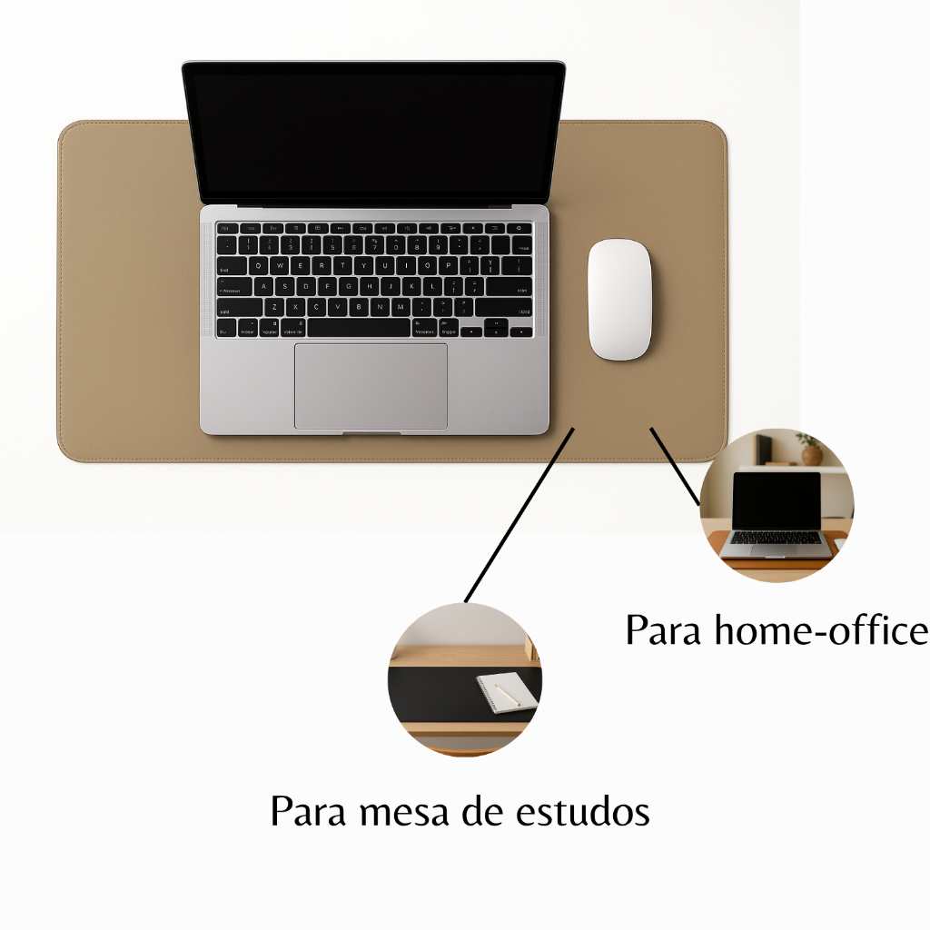 Desk Pad Grande Couro Bege Claro Feltro Costurado Básico em Oferta na Shopee