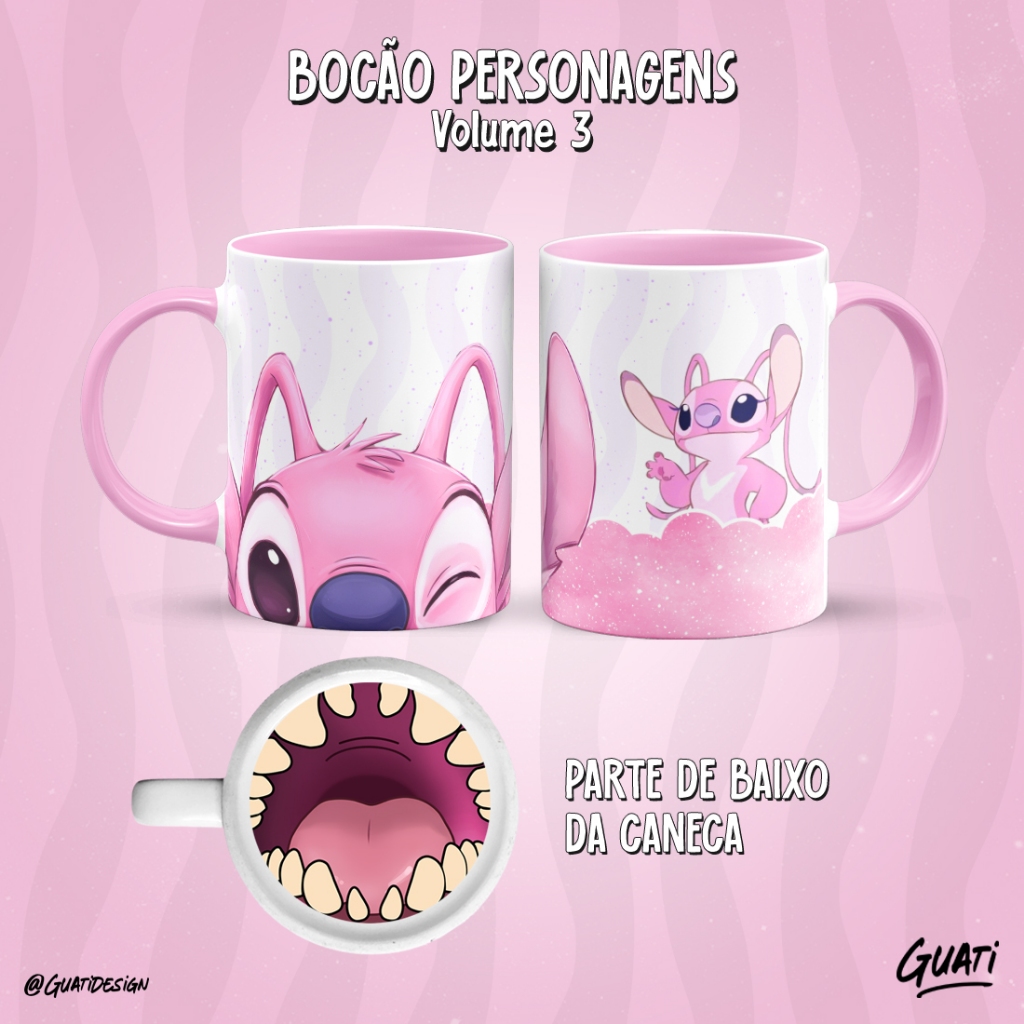 Caneca Bocão Stitch e Angel